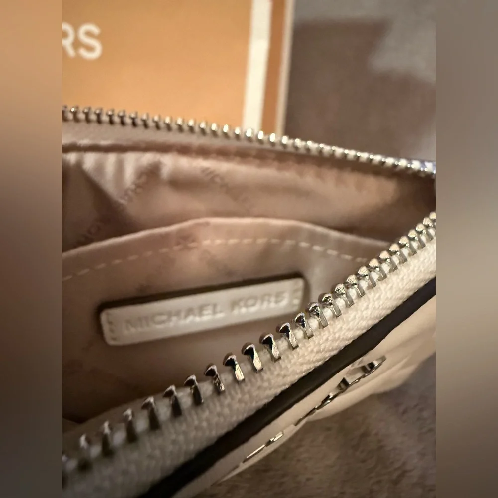 🤍MICHAEL MICHAEL KORS🤍Optic White Jet Set Travel Sm Top Zip Coin Pouch w/ID/NWT